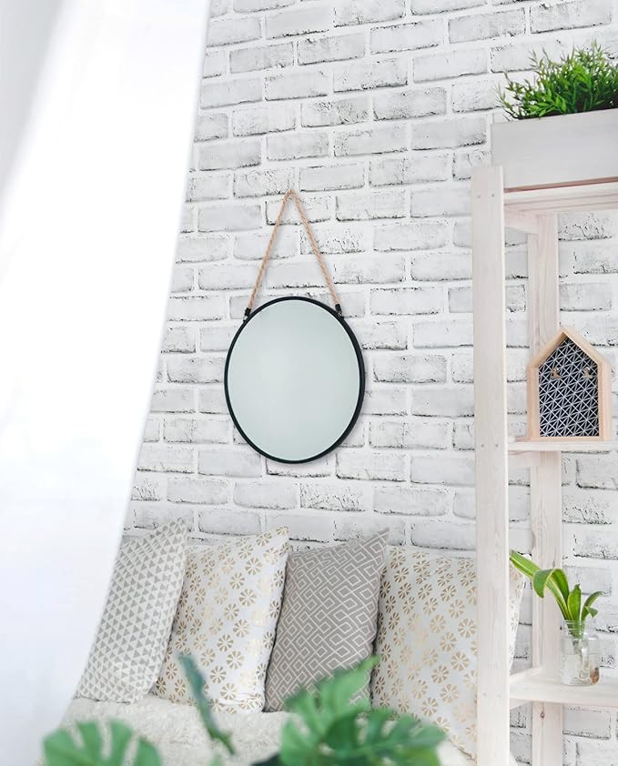 Timeet Brick Wallpaper Peel and Stick Wallpaper White Grey Brick Wallpaper Self Adhesive Removable Wall Paper for Bedroom Living Room Decoration 17.7in x 197in