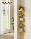 VASAGLE Corner Shelf Wall Mount, 5-Tier Floating Corner Bookshelf, Plant Shelf for Bedroom, Living Room, Bathroom, Home Office, Natural Oak