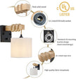 Boho Wall Sconces Set of Two, Hardwired Farmhouse Fabric Wall Lamps with Wooden Arm & On/Off Dimmable Switch,Rustic Indoor Wall Mount Light Fixtures for Bedroom Nursery Living Room Bathroom