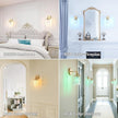 Crystal Battery Operated Wall Sconce, Rechargeable Battery Powered Wall Lamp with Remote Control, Modern Dimmable Wireless Wall Lights Fixture for Bedroom Bathroom(Transparent, Gold Base)