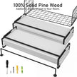 White Wood Floating Shelves Wall Mounted - 4+1 Tier Rustic Bathroom Wall Shelves Over Toilet with Wire Storage Basket and Towel Bar, set of 4 Farmhouse Floating Shelf for Bathroom, Kitchen, Bedroom.