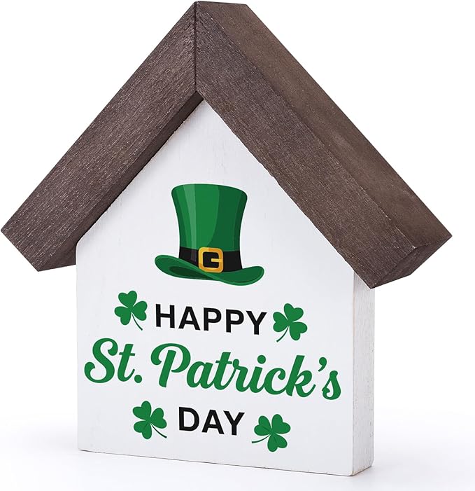 MBL St Patrick's Day Decoration - Wood Happy Saint Patricks Day Accessories Gifts, Green Shamrock Home Table Office Shelf Spring Tiered Tray Decor Centerpiece Irish Gifts for Women Men