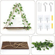 EXIN DECHEN Floating Shelves for Wall No Drilling,Wall Shelves,Hanging Shelf,Leaves and Light Strip with Flower,Set of 2 Plant Decor for Home Livingroom Bedroom,Led Room Decor Aesthetic,Gift