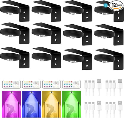 Rechargeable Picture Lights for Wall,Under Cabinet Lighting,1500mAh Rechargeable Battery Operated Picture Frame Lights for Kitchen, Closet, Shelf - 3 Color Temps & 13 RGB (12 Packs White)