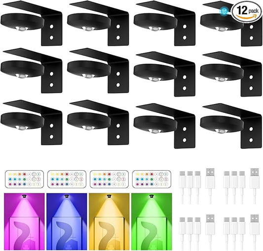 Rechargeable Picture Lights for Wall,Under Cabinet Lighting,1500mAh Rechargeable Battery Operated Picture Frame Lights for Kitchen, Closet, Shelf - 3 Color Temps & 13 RGB (12 Packs White)