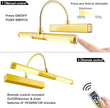 LUXSWAY Wireless Picture Light with Remote Control,Battery Operated Painting Light with Dimmable & Timer,180° Adjustable Head for Wall Art,Canvas Paintings,Portrait Displays-Gold