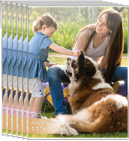 DZZ 11x17 frame Clear Acrylic 11 x 17 picture frame,High Transparent Photo Frame,frames 11x17 for Photo Poster Canvas Certificate Document Gallery,Set of 6