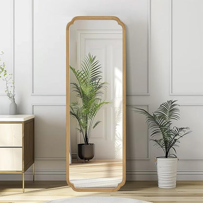 WallBeyond Full Length Mirror Wall Mounted 65"x22", Rustic Wooden Frame Floor Mirror, Large Full Body Mirror for Bedroom, Leaning or Hanging Against Wall (Natural Solid Wood)
