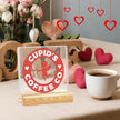 Valentines Coffee Desk Decor, Valentine's Day Gifts for Lover Bar Station, Valentine Home Office Table Sign for Kitchen Shelf Tiered Tray, Cafe Tabletop Decoration to Couples, Cupids Coffee Co