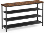 VASAGLE Shoe Rack, 4-Tier Shoe Storage Organizer for Entryway and Closet, Holds 15-18 Pairs of Shoes, 3 Fabric Shelves, Steel Frame, Industrial, Rustic Brown and Black ULBS135B01