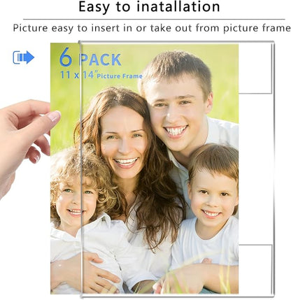 DZZ 11x14 frame Clear Acrylic 11 x 14 picture frame,High Transparent Photo Frame,frames 11x14 for Photo Poster Canvas Certificate Document Gallery,Set of 6