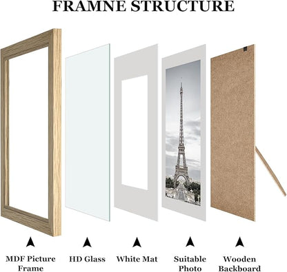 Picture Frames, Made of Real Glass and Wooden Frame, Gallery Photo Frames Set of 10 for Collage Wall Decor, Multi Sizes Including 8x10, 5x7, 4x6 for Mounting or Tabletop Display, Multi Color