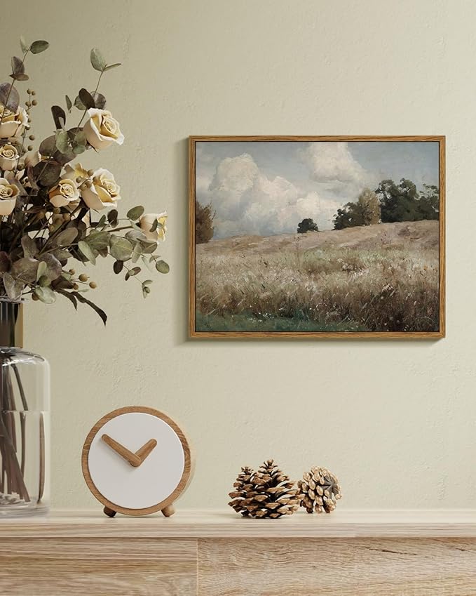 InSimSea Framed Canvas Wall Art Vintage Decor, Cornfield Countryside Scenery Rustic Farmhouse Wall Decoration, Country Decor Wall Art for Bedroom, Living Room Kitchen Bathroom, 11