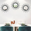 3 Pack Metal Mirrors for Wall Sunburst Wall Mirrors Home Décor Decorative Hanging Wall Art for Living Room Bedroom Entryway (Black, Sunburst)