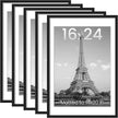 upsimples 16x24 Picture Frame Set of 5, Display Pictures 14x20 with Mat or 16 x 24 Without, Wall Gallery Poster Frames, Black