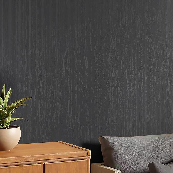 wishFIRE Black Grey Textured Peel and Stick Wallpaper 15.7