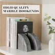 Marble Bookend for Shelves, Non-Skid Bookends for Heavy Books, Heavy Duty Book Stopper for CDs, Luxury Book Shelf Holder, Quarter Circle Design Book Ends Decorative, Monte Grigio, Set of 2
