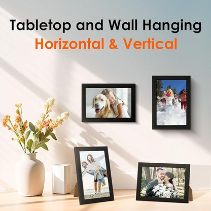 FIXSMITH 4x6 Picture Frame Set of 4, 4x6 Photo Frames with HD Plexiglass for Wall Hanging or Tabletop Display, Black