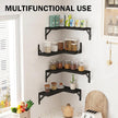 Muzilife Corner Floating Shelves Wooden Floating Shelve Set of 4, Wall Mounted for Storage, L-Shaped Shelves for Wall Decor Organizer for Bedroom, Bathroom, Kitchen, Living Room and Office, Black
