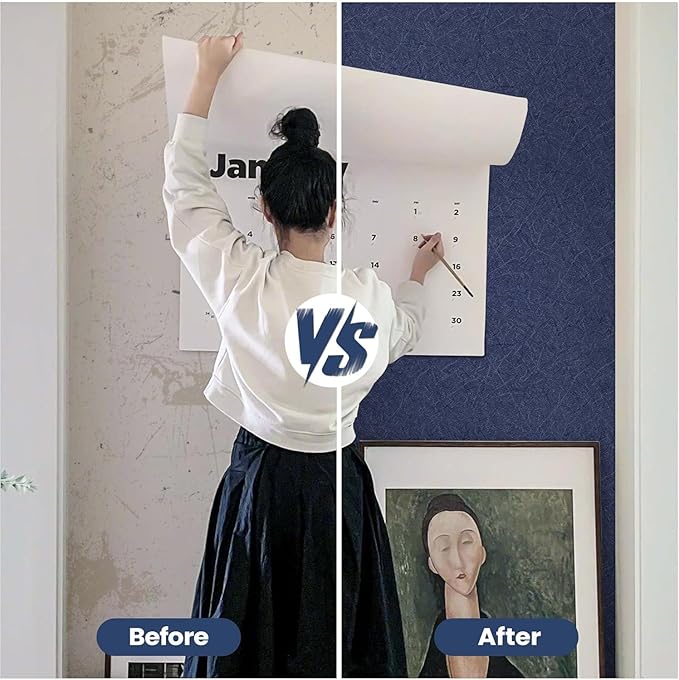 Dark Blue Peel and Stick Wallpaper - Removable Waterproof Self Adhesive Contact Paper - Silk Boys Wall Covering Poster Board - Kitchen Countertop Vinyl Wrap for Bathroom Cabinet 15.7