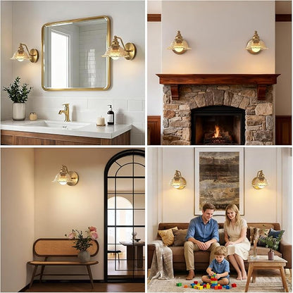 Redluck Battery Operated Wall Sconce with Remote Control, Vintage Amber Glass Wireless Wall sconces Set of Two, Rechargeable Battery Powered Wall Lamp for Bedside Bedroom Living Room Hallway Decor