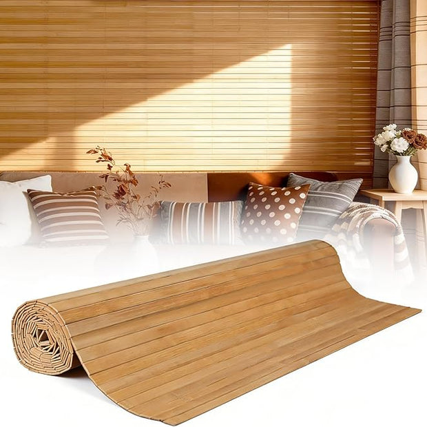 Natural Bamboo Wall Panel for Interior Wall Decor, Pole Wrap Wainscoting Wall Cladding Panel for Kitchen Island, Bedroom, Living Room, Office, Light-Carbonized (48" * 96")