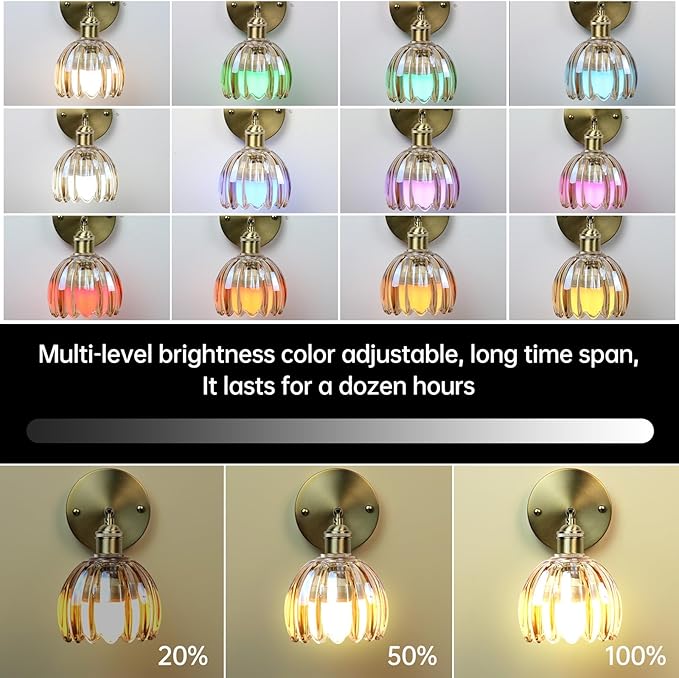 GEEZO Vintage Battery Operated Wall Sconce, with Rechargeable Battery Powered Wall Light with Remote Control for Bedside Bedroom