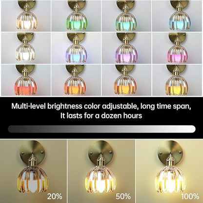 GEEZO Vintage Battery Operated Wall Sconce, with Rechargeable Battery Powered Wall Light with Remote Control for Bedside Bedroom