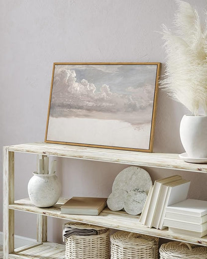 InSimSea Framed Canvas Wall Art Vintage Decor, Home Decor Classical Oil Painting Cloud Study Large Wall Decorations for Living Room, Canvas Pictures Art for Bedroom Bathroom Gallery, 16"x24"