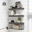 QEEIG Bathroom Shelves Over Toilet - Wall Mounted Floating Shelves Toilet Paper Storage Small Farmhouse Decor Shelf 16 inch Set of 3, Grey (019-GY3)