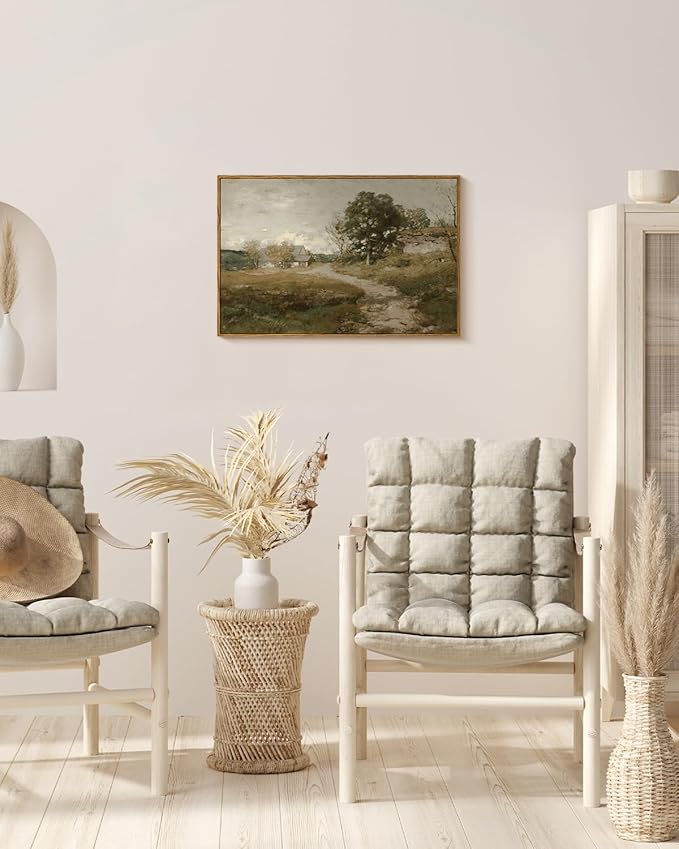 InSimSea Framed Canvas Wall Art Vintage Decor, Room Decor Classical Oil Painting Canvas Prints Arkville Landscape Vintage Wall Art Home Decor, 16