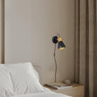 Modern Plug-in Wall Sconces - Adjustable Reading Light with Real Wood Accent, Matte Black Wall Lamp for Bedroom, Living Room, Apartment, Home Office