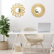 Dandat Set of 4 Gold Mirrors for Wall Decor Small Circle Flowers Mirrors Decorative Silvery Hanging Wall Art Flowers Mirror for Home Living Dinning Room Bedroom Bathroom Boho Art Gifts(Gold)