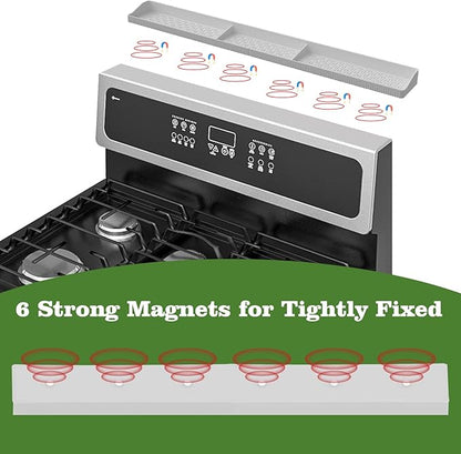 30 Inch Silicone Stove Top Shelf Magnetic for Kitchen, Strong Magnetic Heat Resistant Spice Rack Organizer for Over Stove Oven (White)