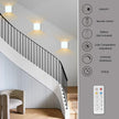 HEQIQEH White Modern Battery Operated Wall Sconces, LED Cube Indoor Up and Down Wall Lamp with Remote Control, Dimmable Cordless Wall Lighting Fixtures for Living Room,Bedside (White - 3 Pack)