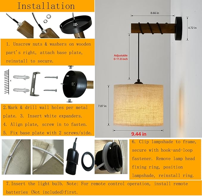 Wireless Battery Operated Wall Sconces Set of 2, Rechargeable 8000mAh Wall Light with Remote, Dimmable RGB Wall Decor Lamp for Bedroom, Living Room