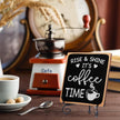 Wooden Coffee Sign Rise & Shine It's Coffee Time Decor Funny Bar Accessories Decorations Supplies Farmhouse Wood Plaque with Stand for Women Men Home Office Kitchen Tabletop Shelf
