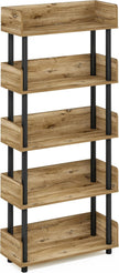 Furinno TURN-N-TUBE 4-Tier Display Shelf, Storage Shelves, Book Shelf, Open Shelves with Rounded Corner Top Edges, for Organization and Storage, Living Room, Home Office, Flagstaff Oak