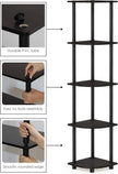 Furinno TURN-N-TUBE Corner Shelf, 5-Tier Corner Bookshelf, Open Storage Shelves, for Organization and Storage, Living Room, Home Office, Garage, Bedroom, Espresso