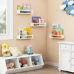 Forbena Floating Nursery Book Shelves for Wall Set of 4, White Wall Bookshelf for Kids Room, Small Wood Book Shelf Bookshelves for Baby Teen Boys Girls Bedoom Bathroom Toy and Decor Storage
