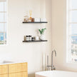 Floating Shelves for Wall, Black Wood Set of 2, 24