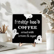 Freshly Boo'd Coffee Wood Sign, Halloween Coffee Bar Decor, Scream Sugar Spooky Season Haunted House Signs Ghosts Fall Shelf Sitter Kitchen Rustic Farmhouse Home Decor Wooden Plaque Sign