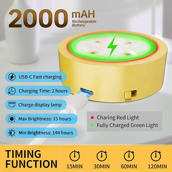 6 Pack Picture Lights for Wall, Rechargeable Battery Operated Wall Lights, Picture Frame Lights with 3 Lighting Modes, Wireless Magnetic Painting Light with Remote Control Timer, (Golden)