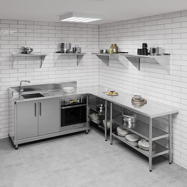 AmGood 18 in. x 30 in. Stainless Steel Wall Shelf | NSF | Metal Shelving | Garage, Laundry, Storage, Utility Room | Restaurant, Commercial Kitchen