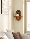 Floating Shelves for Wall, Boho Rattan Plant Shelf Set of 2, Mid Century Small Decorative Shelf Wall-Mounted, Natural Wood Shelves for Living Room,Bedroom,Nursey Room (Walnut)