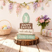 Easter Decorations - Happy Easter Bunny Egg Tiered Tray Decor - Wooden Easter Tabletop Sign - Rustic Farmhouse Spring Home Decor Indoor for Tiered Tray Shelf Mantel Entryway Coffee Table