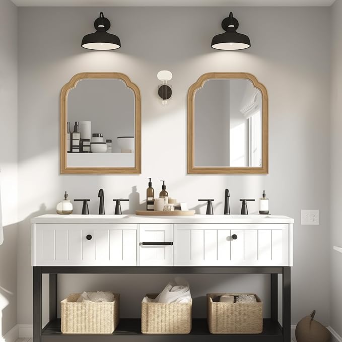 WallBeyond Wood Frame Wall Mirror Decor for Entryway, Living Room or Bedroom Home Decor - Light Woodgrain 16