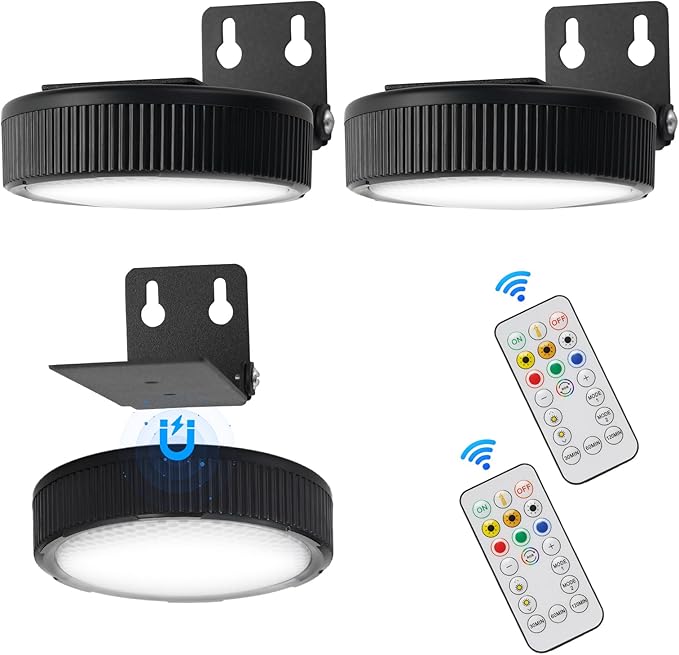 3 Pack Battery Operated Picture Light, Puck Lights with Remote, Picture Lights for Wall, Picture Frame Lights with 20 Color Changing, Wireless Magnetic Art Light for Accent, Paintings-Black