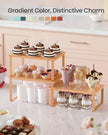 SONGMICS Cabinet Organizer Shelf, Set of 3 Kitchen Counter Shelves, Kitchen Storage, Spice Rack, Stackable, Expandable, Apricot UKCS220Y01V1