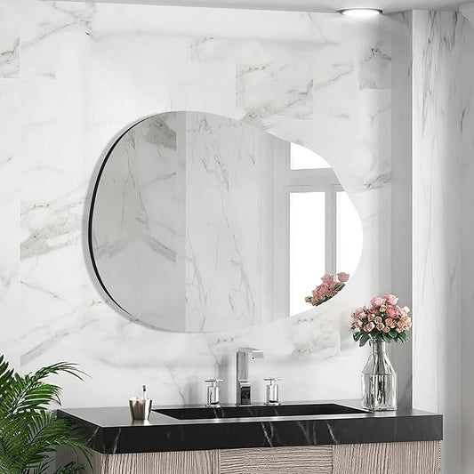 Irregular Wall Mirror 22x30 Inch, Asymmetrical Frameless Bathroom Mirrors with Tempered Glass for Living Room Bedroom,Decorative Modern Wall Decor